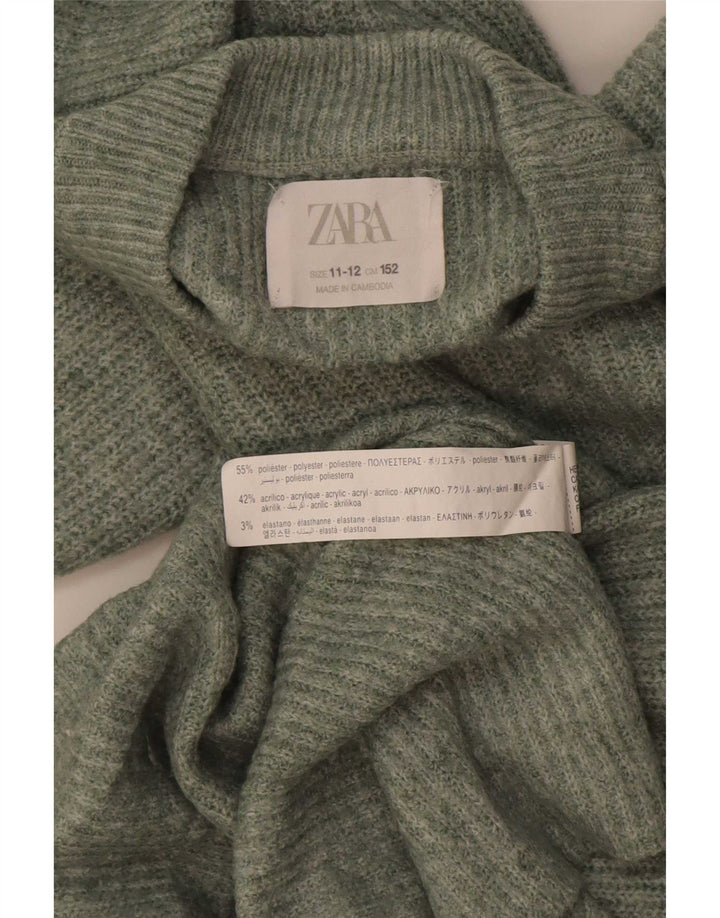 Suéter Zara Boys com gola redonda 11-12 anos verde poliéster