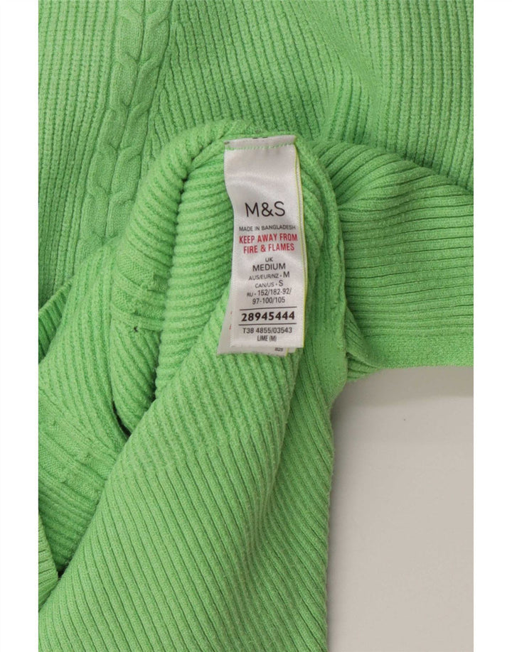 Suéter feminino Marks & Spencer com gola redonda Reino Unido 14 viscose verde médio