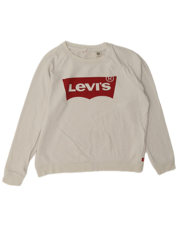 Moletom feminino Levi's com estampa oversized, Reino Unido 10 pequeno algodão branco
