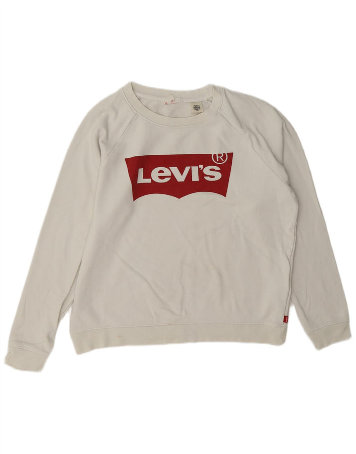 Moletom feminino Levi's com estampa oversized, Reino Unido 10 pequeno algodão branco