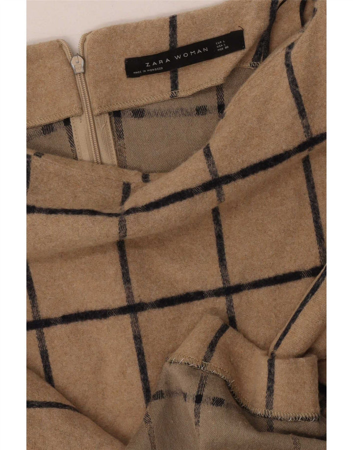 Vestido bainha feminino Zara Reino Unido 14 grande xadrez marrom