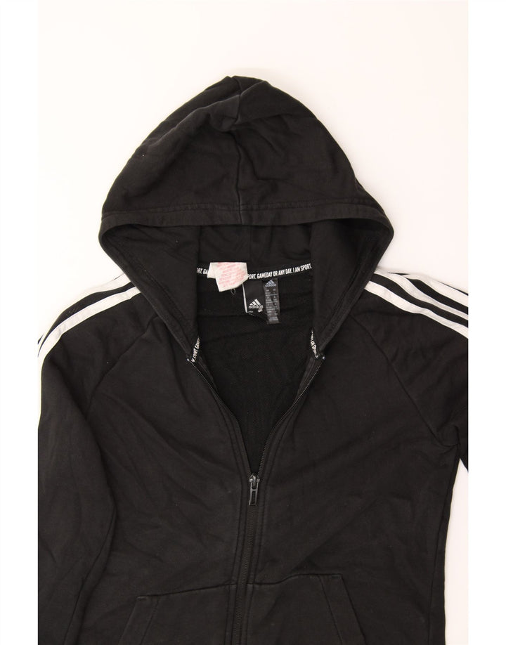 ADIDAS Boys Zip Hoodie Sweater 13-14 Years Black Cotton Vintage Adidas and Second-Hand Adidas from Messina Hembry 