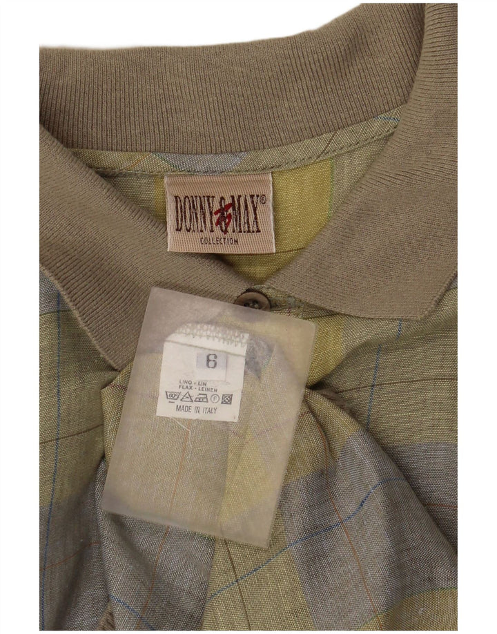 Camisa pulôver masculina de manga curta Donny & Max, linho xadrez amarelo grande