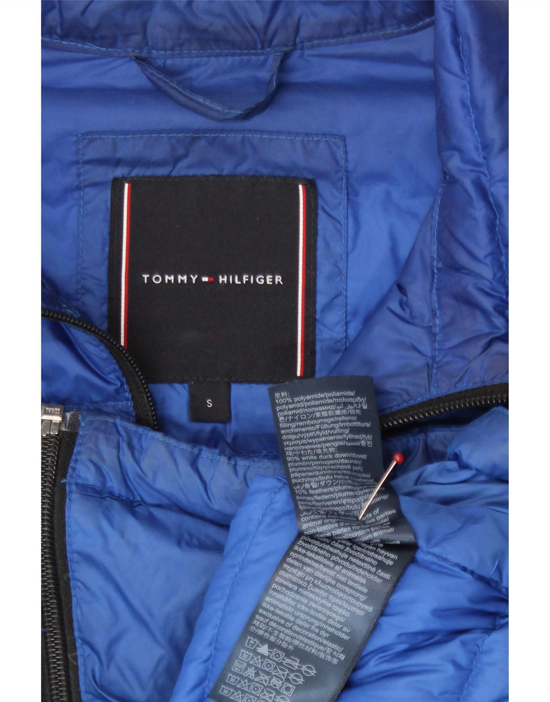 Jaqueta acolchoada masculina Tommy Hilfiger UK 36 pequena azul poliamida