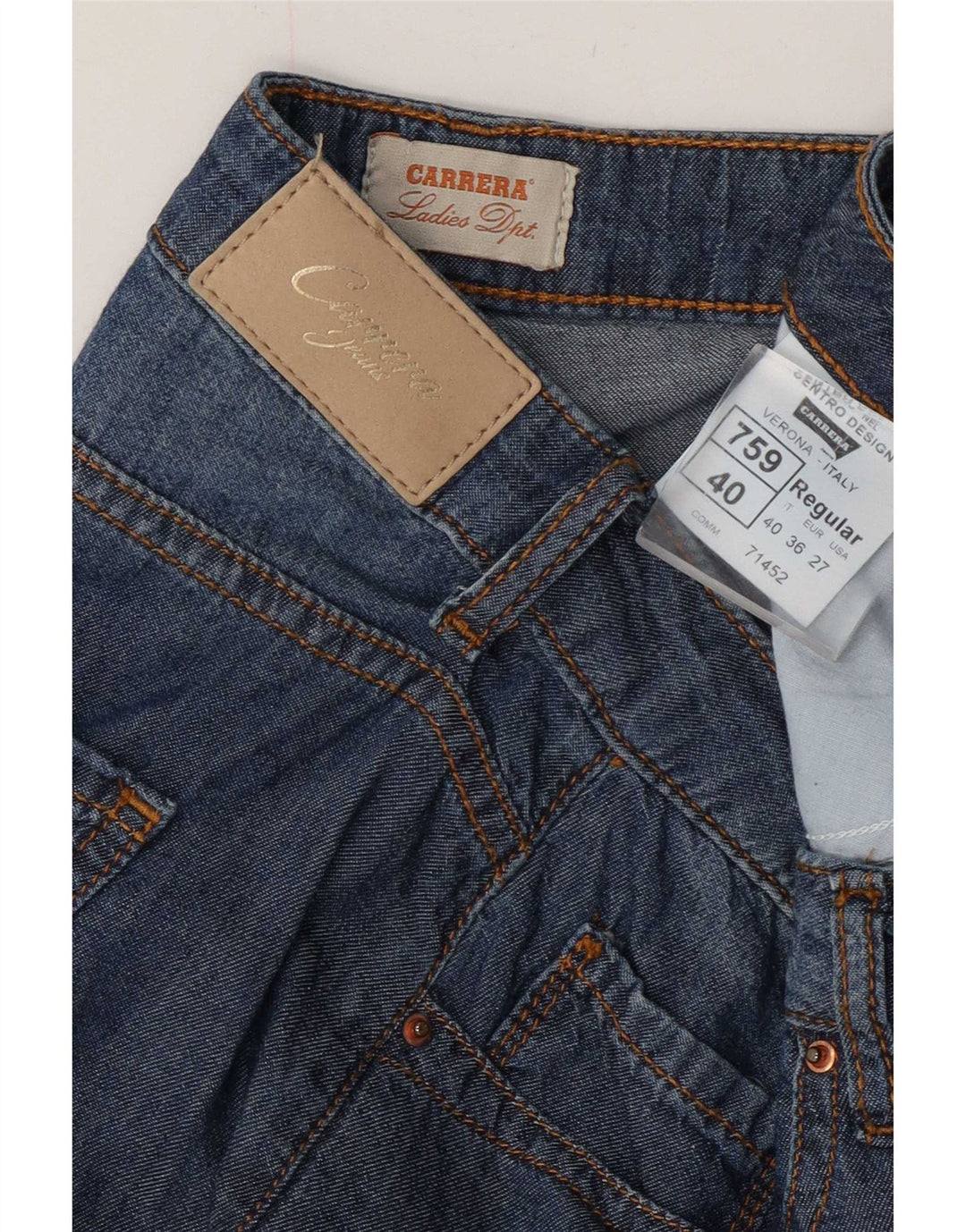 Shorts jeans feminino Carrera W27 pequeno algodão azul