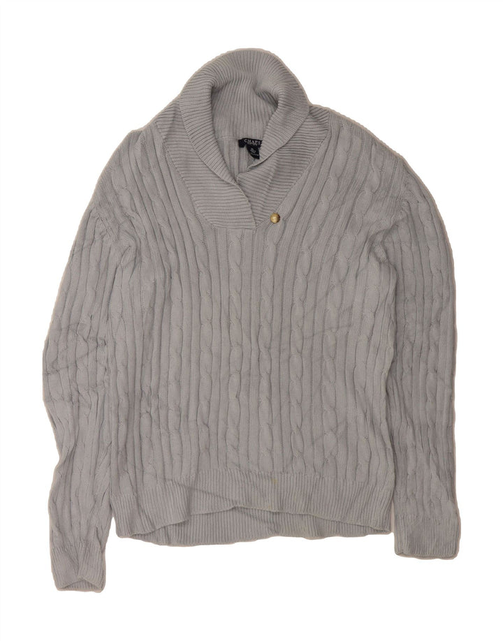 CHAPS Womens Shawl Neck Jumper Sweater UK 18 XL Blue Cotton Vintage Chaps and Second-Hand Chaps from Messina Hembry 