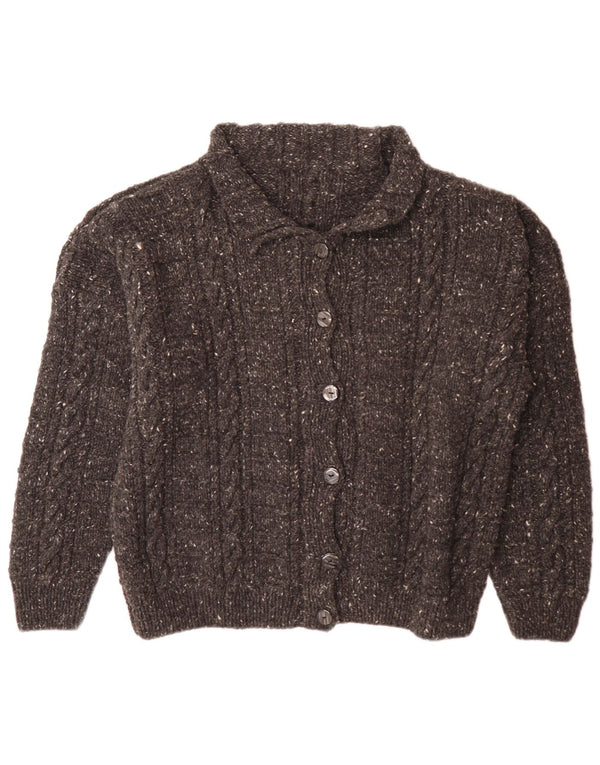 Suéter cardigã feminino vintage UK 20 2XL cinza manchado