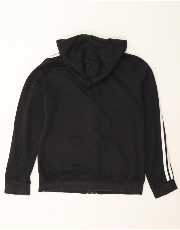 Suéter adidas feminino com capuz e zíper UK 12/14 médio algodão preto