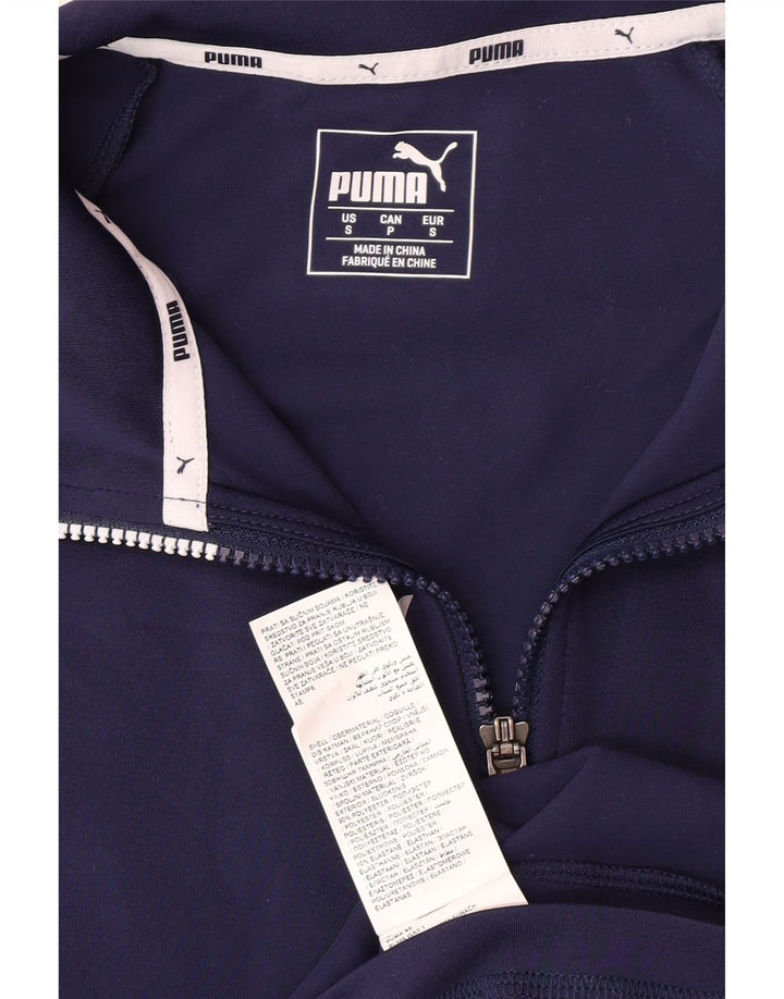 PUMA Mens Zip Neck Pullover Treino Top Pequeno Azul Marinho Poliéster