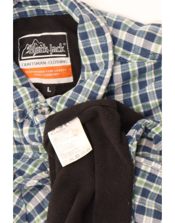 Camisa masculina de flanela Black Jack Lumberjack grande algodão xadrez azul
