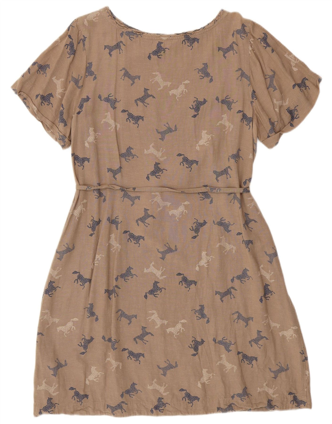 WHITE STUFF Vestido feminino estampado em linha A UK 16 grande bege estampa animal