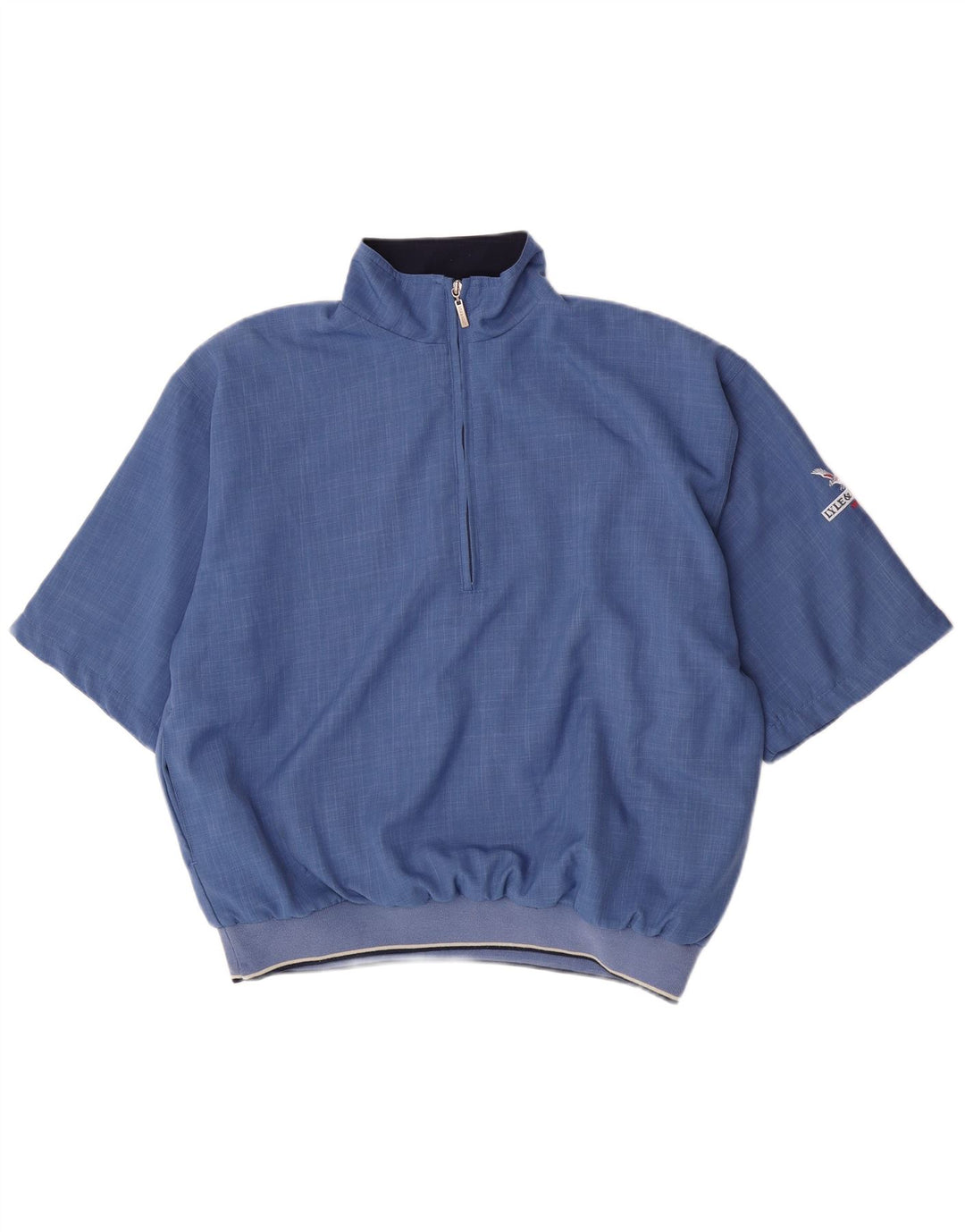 Moletom masculino Lyle & Scott manga curta com zíper e gola alta azul médio