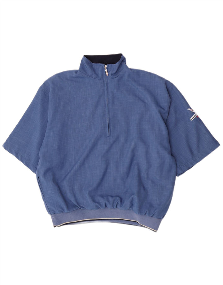 Moletom masculino Lyle & Scott manga curta com zíper e gola alta azul médio