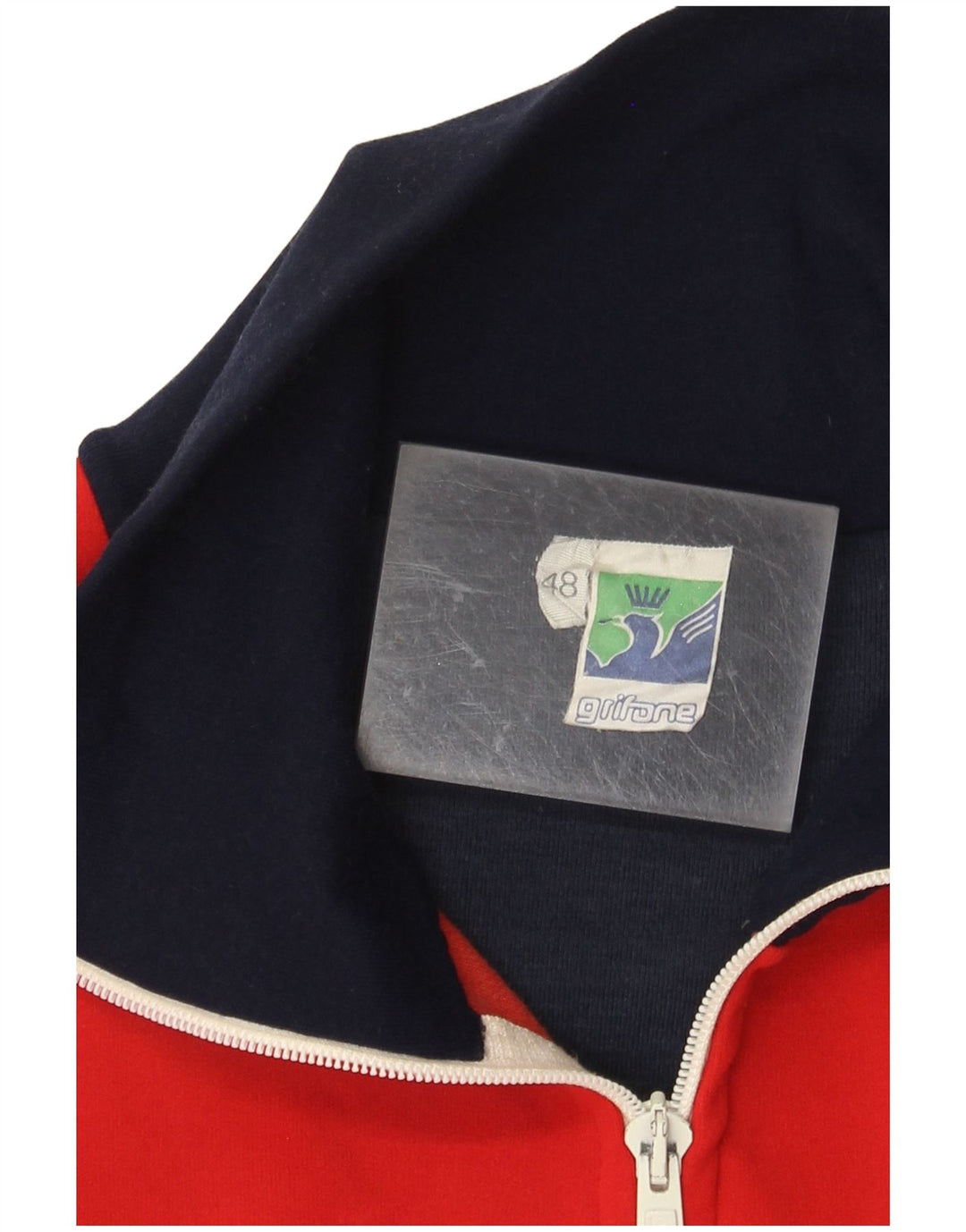 GRIFONI moletom masculino com zíper e gola jumper IT 48 pequeno bloco colorido azul marinho