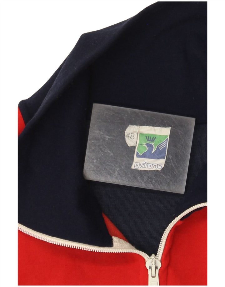 GRIFONI moletom masculino com zíper e gola jumper IT 48 pequeno bloco colorido azul marinho