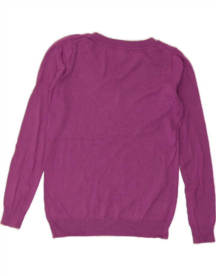 JOULES Womens V-Neck Jumper Sweater UK 12 Medium Purple Cotton Vintage Joules and Second-Hand Joules from Messina Hembry 