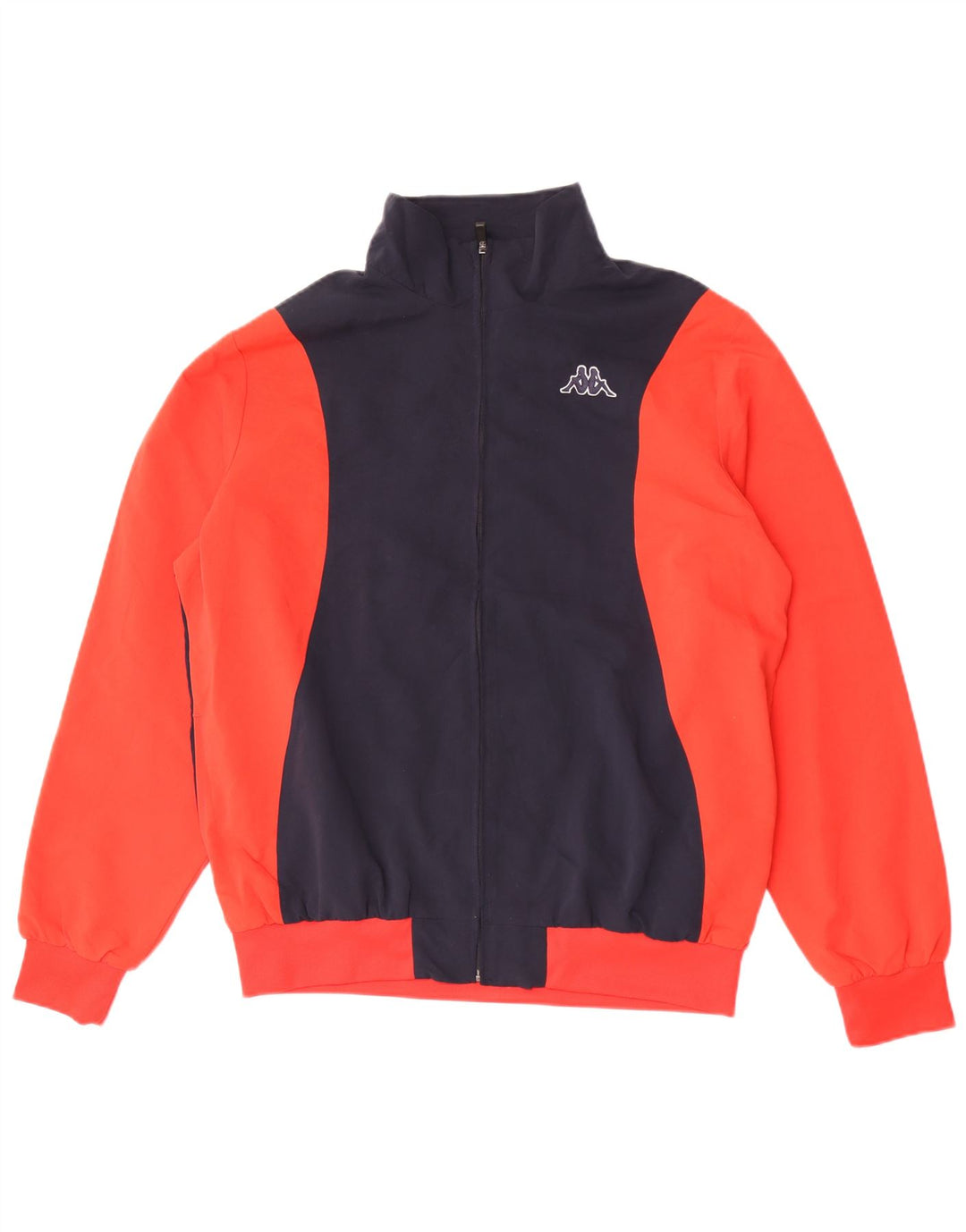 Jaqueta Kappa masculina de moletom grande azul marinho com bloco colorido de poliéster