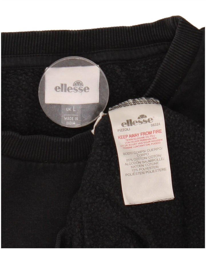 ELLESSE moletom gráfico masculino jumper grande algodão preto