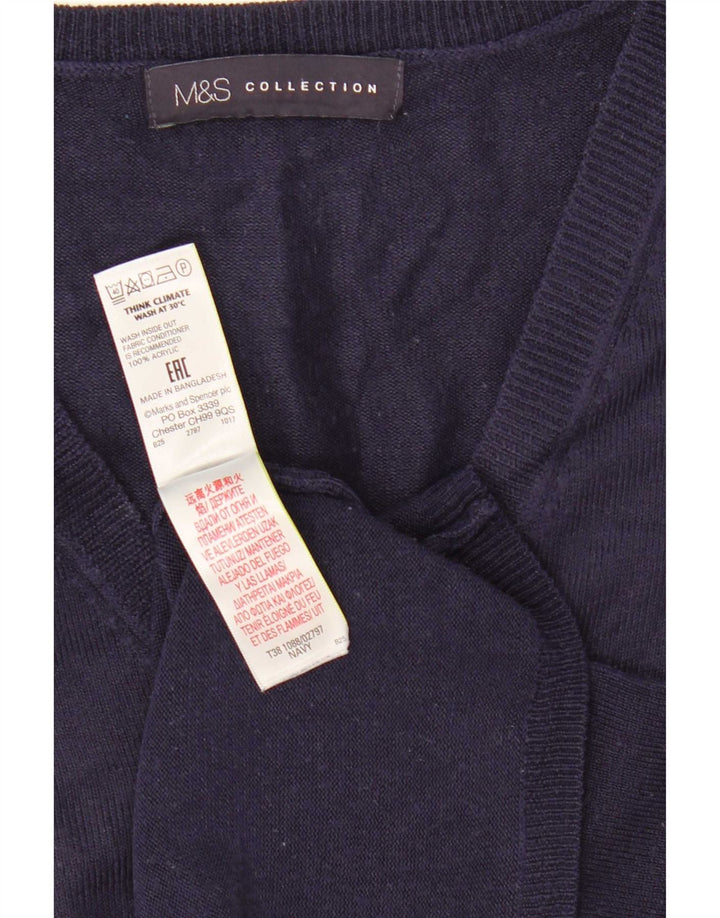 Suéter feminino Marks & Spencer com decote em V Reino Unido 12 médio azul marinho