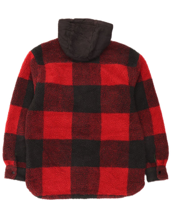 Camisa masculina de flanela com capuz e flanela Levi's pequena xadrez vermelha
