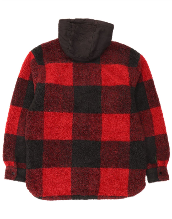 Camisa masculina de flanela com capuz e flanela Levi's pequena xadrez vermelha