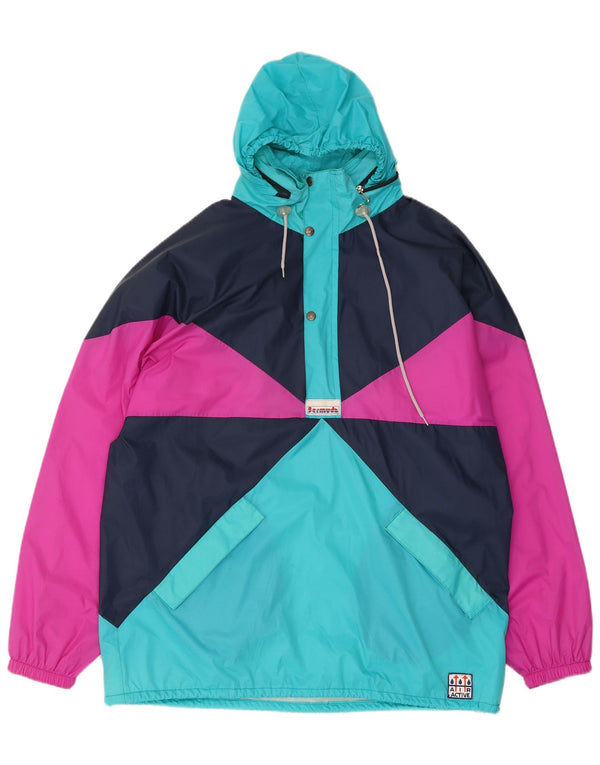 Vintage Mens Hooded Rain Jacket UK 40 Large Multicoloured Colourblock