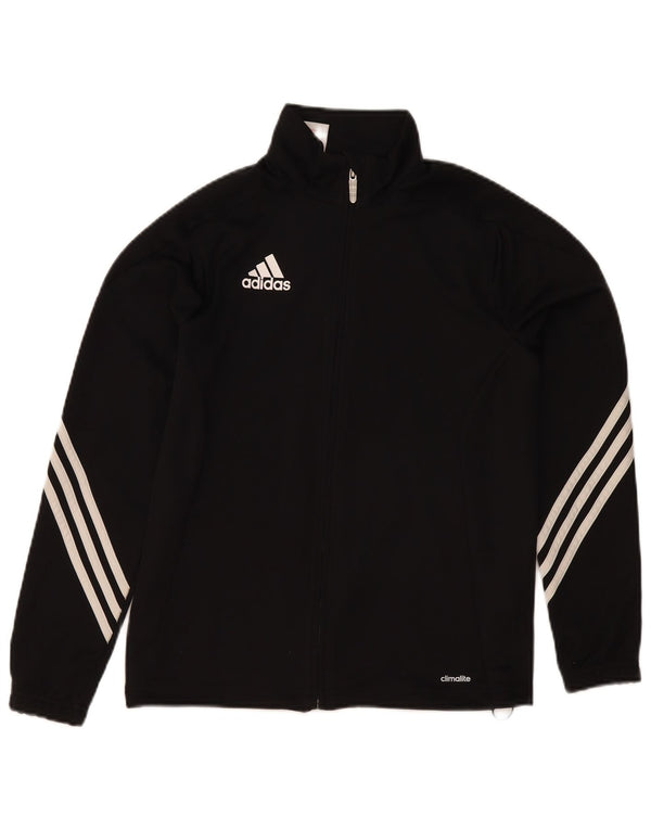 Adidas Boys Climalite Tracksuit Top Jacket 13-14 Years Black Polyester