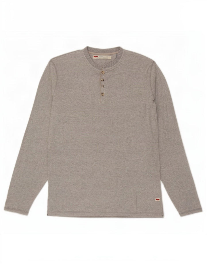 Top masculino Levi's Standard Fit manga comprida cinza médio manchado