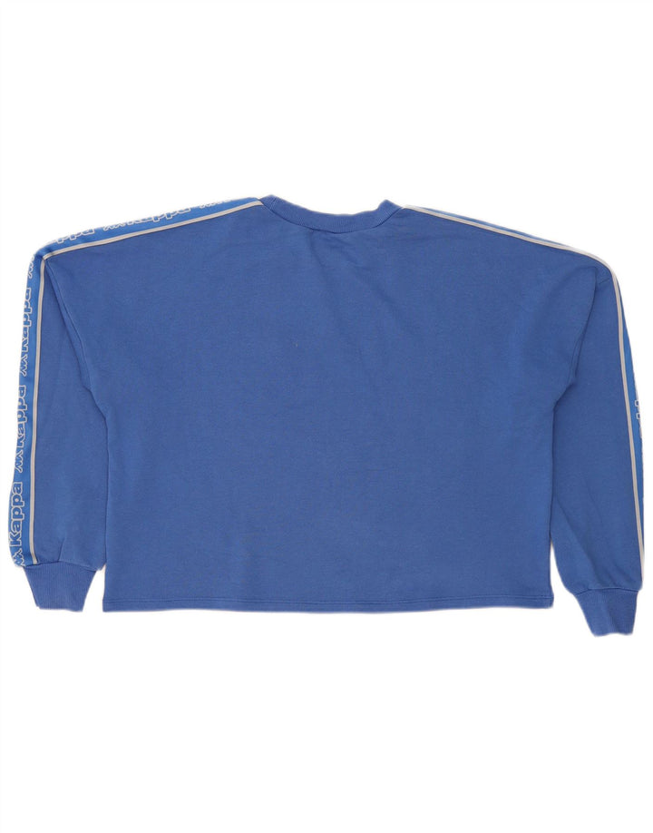 Kappa feminino gráfico oversized moletom jumper UK 12 médio azul