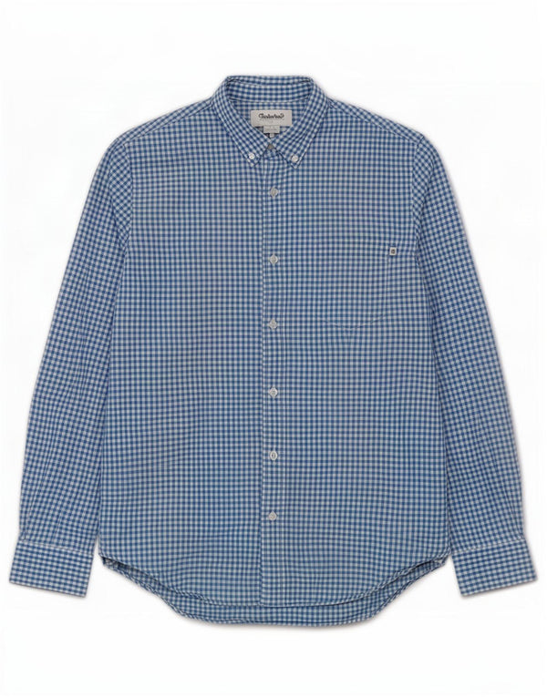 Camisa masculina Timberland Regular Fit médio azul xadrez algodão