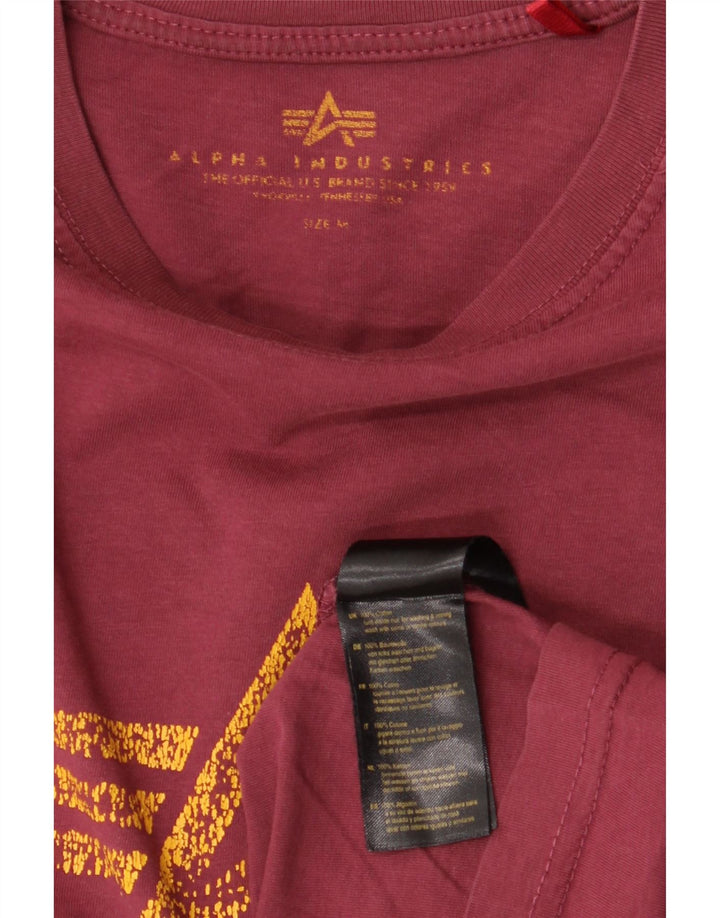 ALPHA INDUSTRIES Camiseta feminina gráfica Top UK 14 Algodão Borgonha Médio