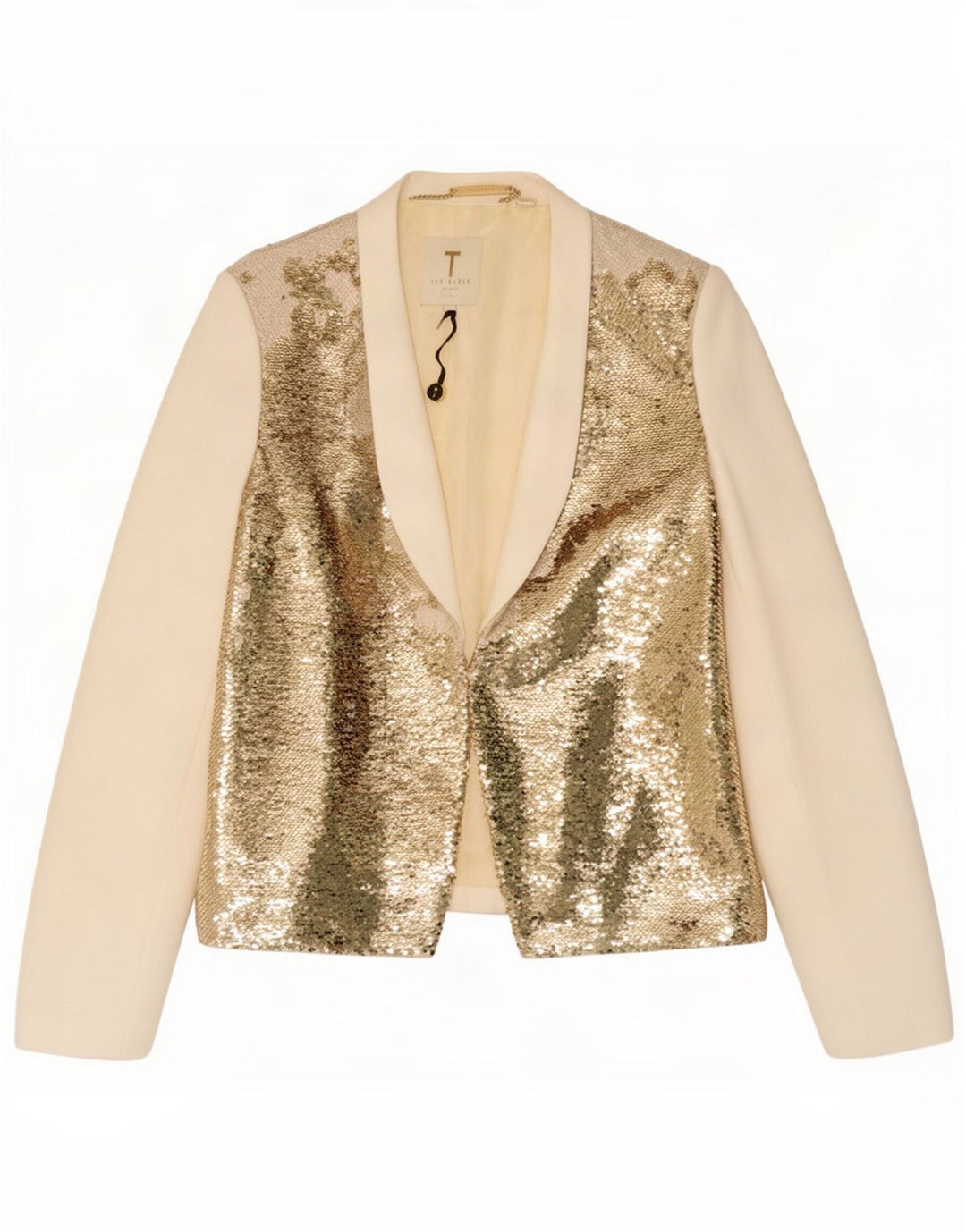 Jaqueta blazer aberta feminina Ted Baker tamanho 3 médio off white colorblock
