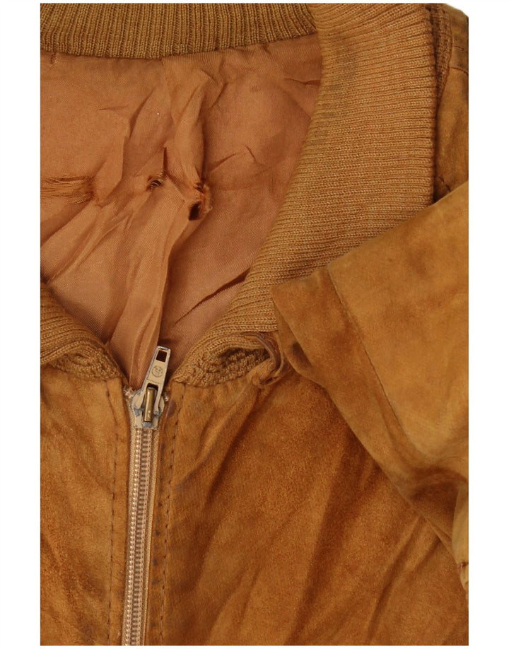 Jaqueta bomber masculina VINTAGE de camurça UK 38 bege médio