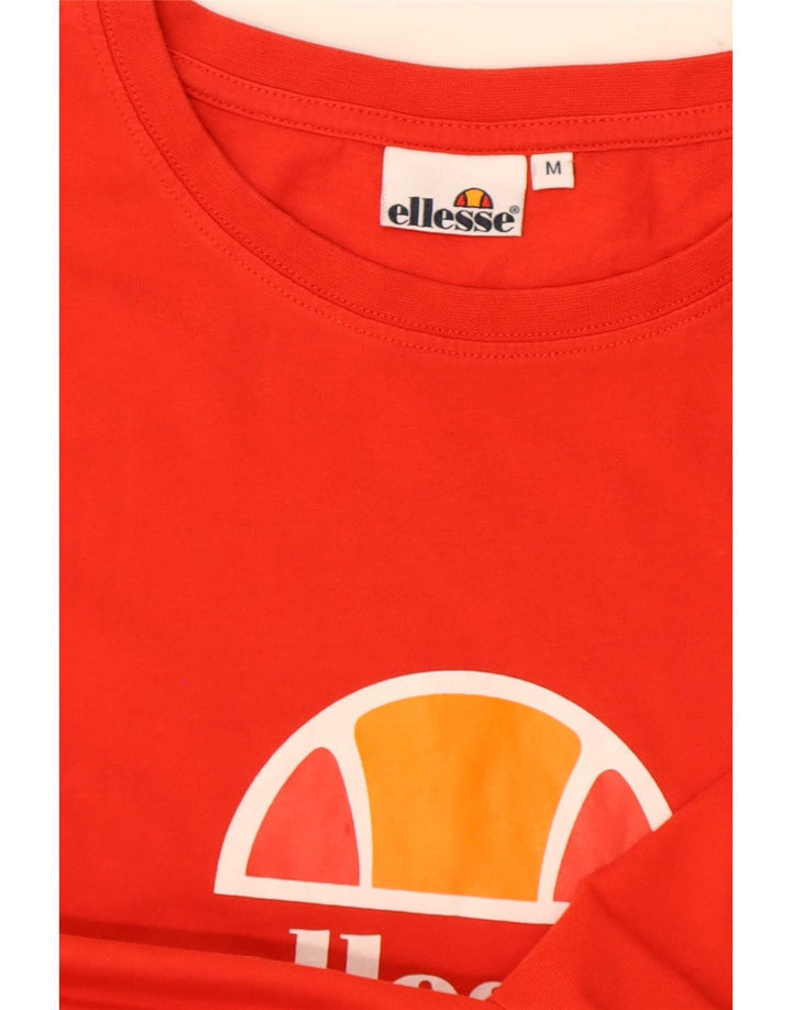 Ellesse Camiseta masculina gráfica Top médio vermelho colorblock