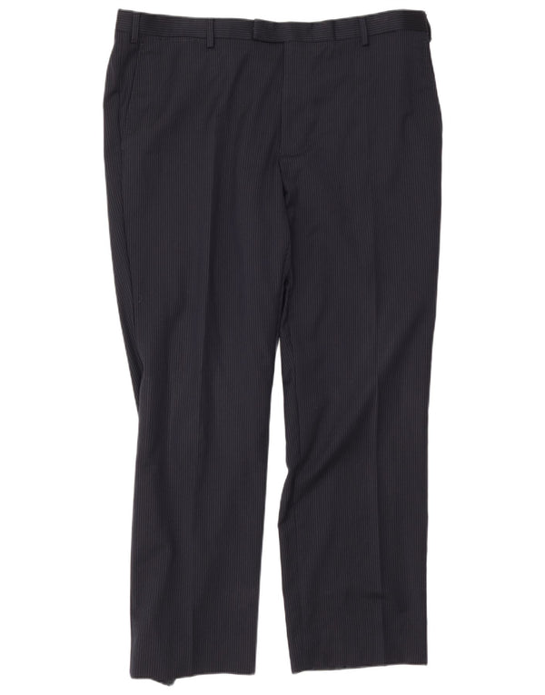 Calça masculina Marks & Spencer Autograph Suit W40 L31 listrada azul marinho