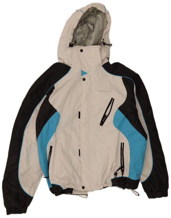 Pyramid Mens Hooded Ski Jacket UK 44 2XL White Colourblock
