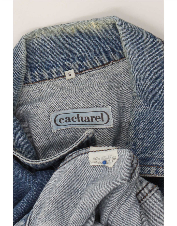 Jaqueta jeans masculina Cacharel UK 36 pequeno algodão azul