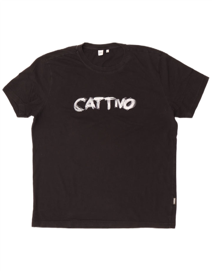 Camiseta gráfica masculina Aspesi Top XL algodão preto