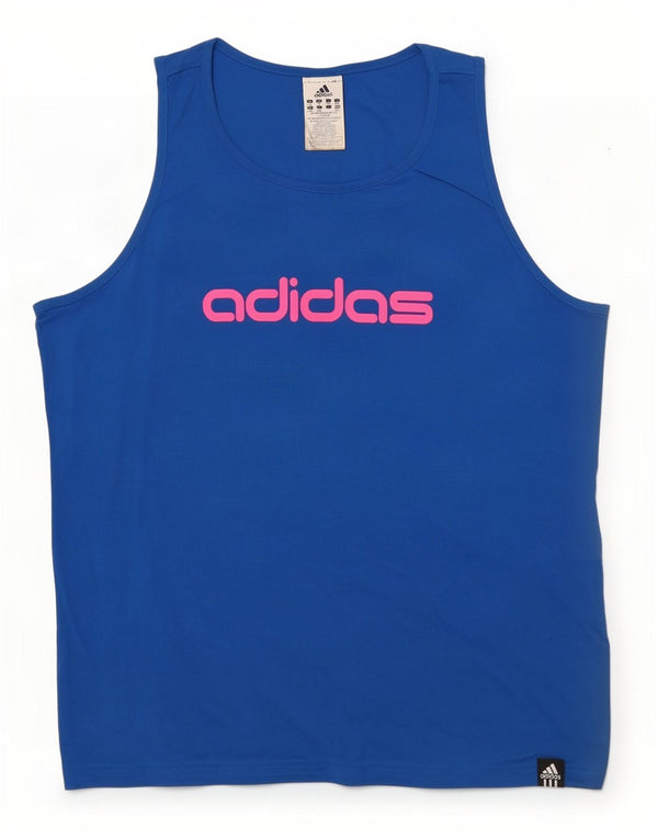 Adidas Womens Graphic Vest Top UK 20/22 XL Azul Algodão