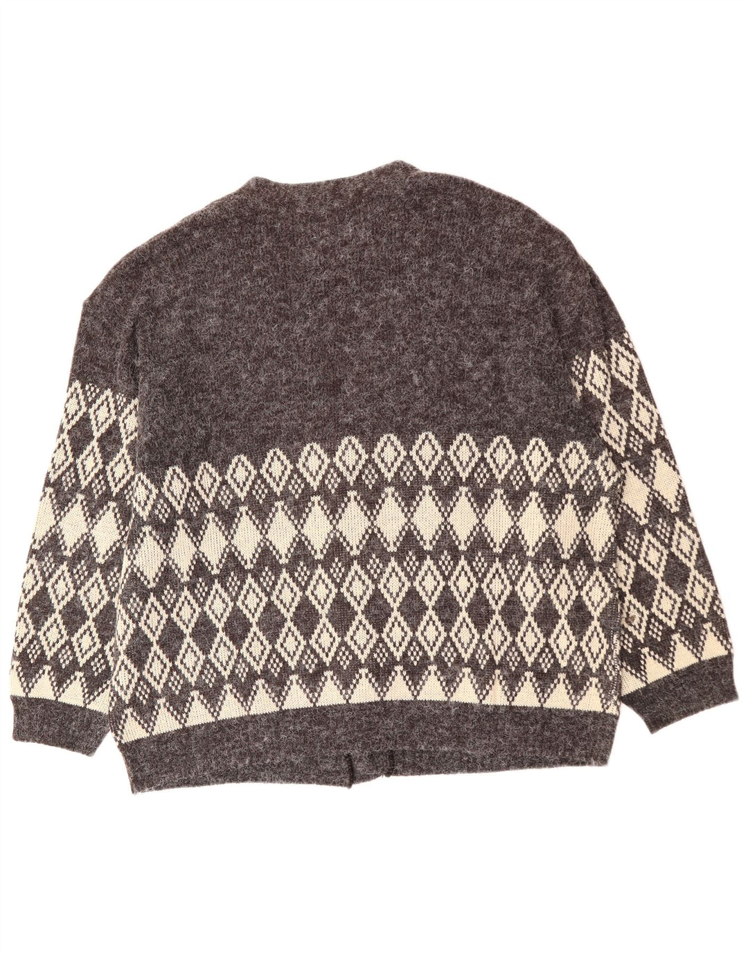 Suéter cardigã masculino VINTAGE XL cinza Argyle/Diamante