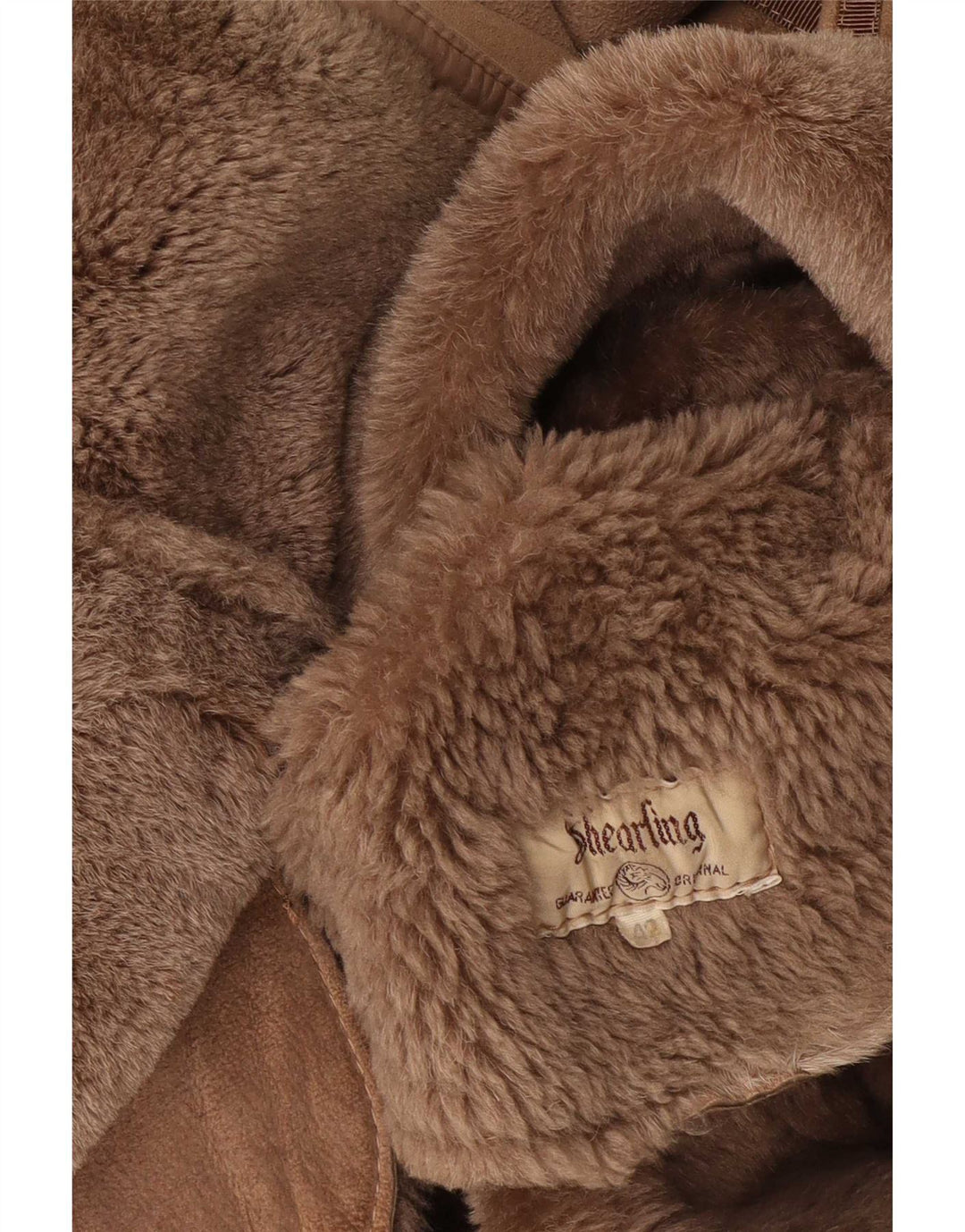 Casaco feminino vintage de shearling EU 42 grande marrom