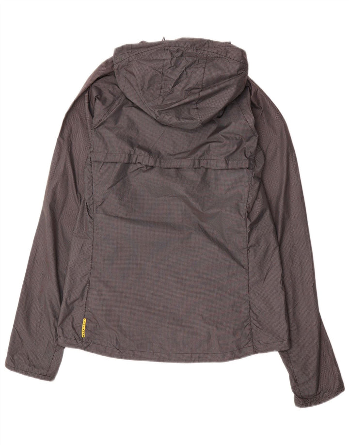 Jaqueta de chuva masculina Nike com capuz UK 36 poliéster cinza pequeno guingão