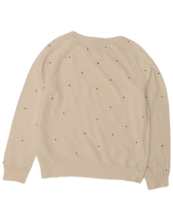 Zara moletom feminino jumper UK 10 pequeno algodão branco