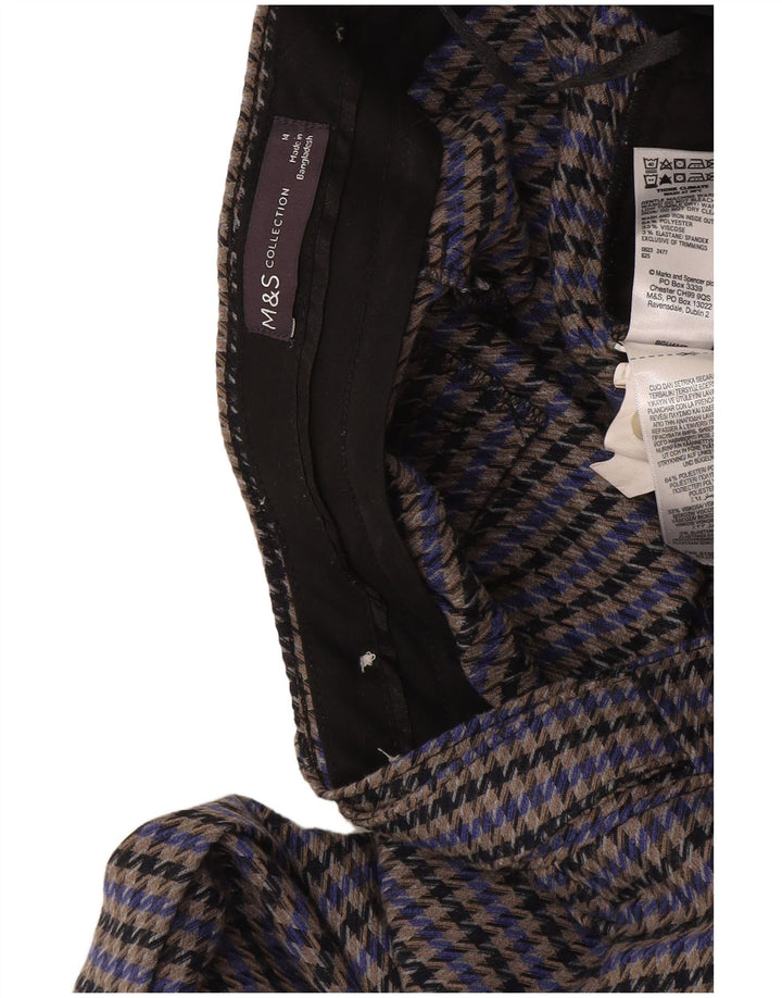 Calça feminina Marks & Spencer Reino Unido 14 grande W34 L32 cinza houndstooth