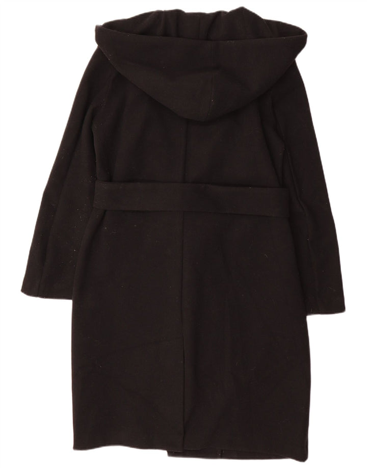 Sobretudo oversized com capuz feminino Zara UK 6 XS preto poliéster