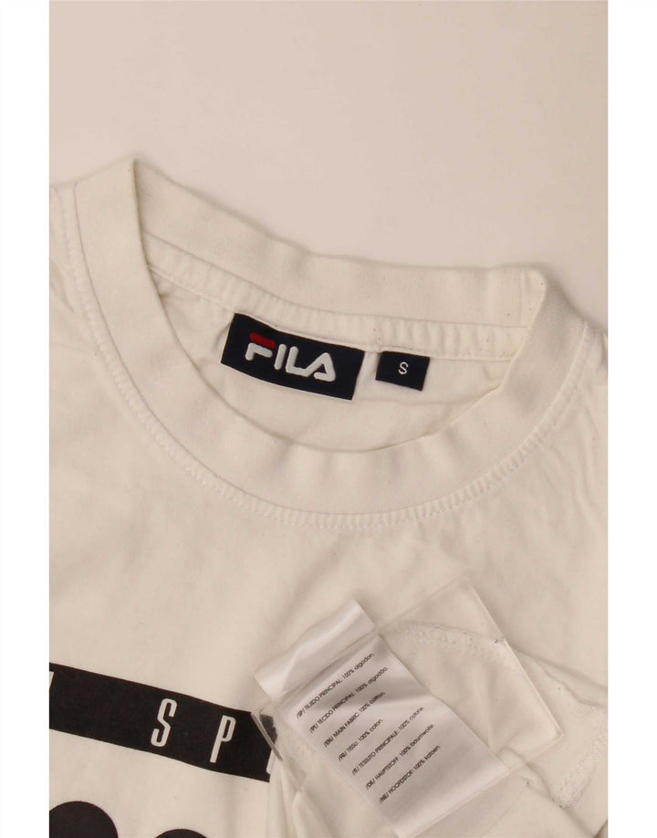Fila Mens Graphic T-Shirt Top Pequeno Algodão Branco
