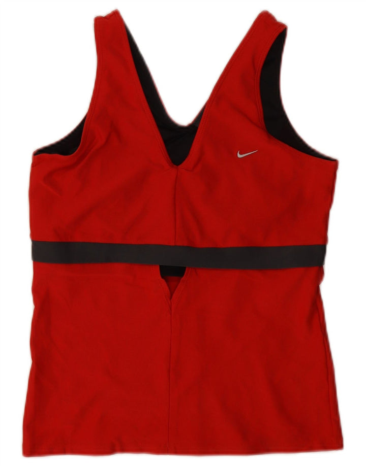 Nike Womens Dri Fit Vest Top UK 14/16 Grande Vermelho Colorblock Poliéster