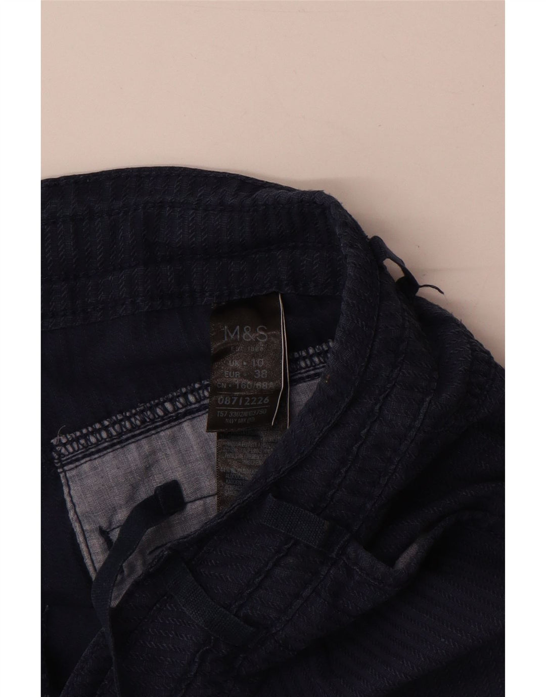 Shorts cargo feminino Marks & Spencer UK 10 pequeno W32 algodão azul marinho