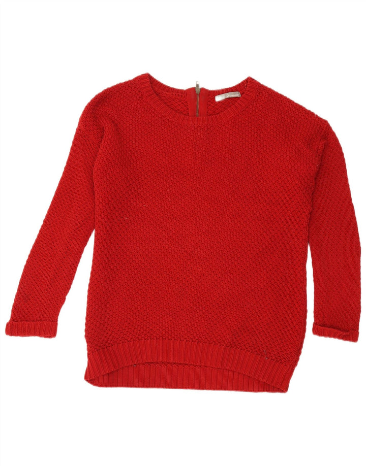 Suéter feminino Marks & Spencer grande com gola canoa Reino Unido 10 pequeno vermelho