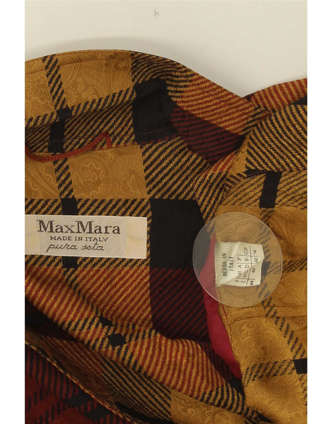 Jaqueta blazer feminina Max Mara com peito duplo Reino Unido 14 grande xadrez cor de vinho